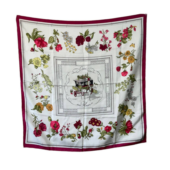 Hermes Hermès Paris Quai Aux Fleurs by Hugo Grygkar Silk Scarf 90cm 35" Square - Picture 1 of 16
